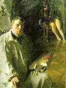 Anders Zorn sjalvportratt med modell France oil painting artist